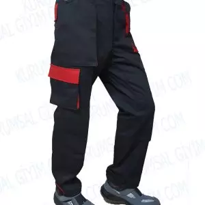 Siyah kırmızı iş pantolonu
